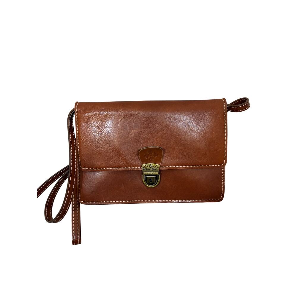Patricia Nash Lanza Crossbody Organizer Heritage Leather Brown EUC Preppy Boho